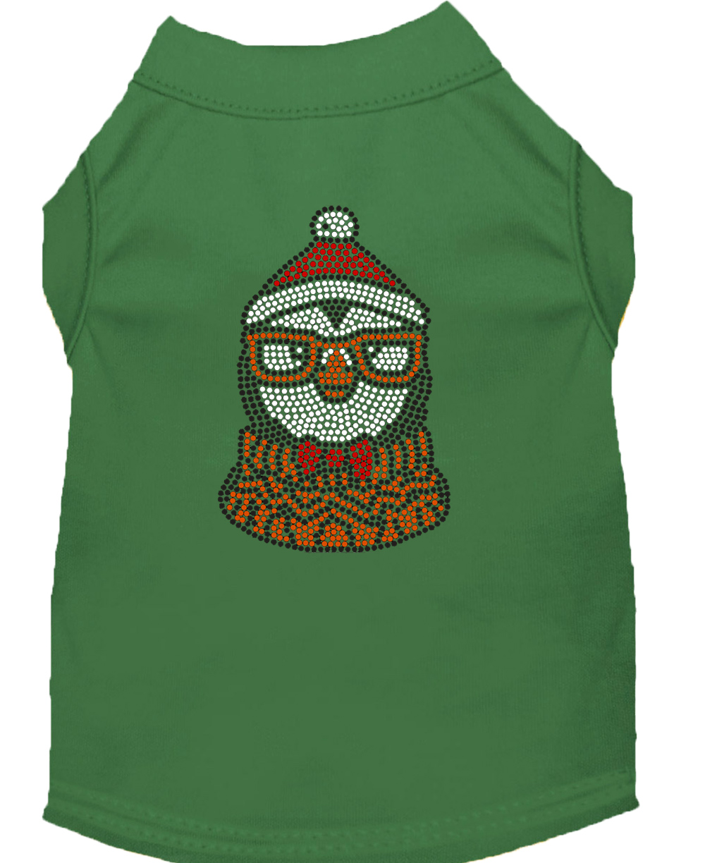 Hipster Penguin Rhinestone Dog Shirt Green Lg